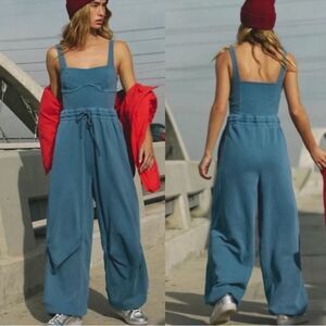 NWOT FREE PEOPLE Movement Inbound Onesie Misty Blue Jumpsuit